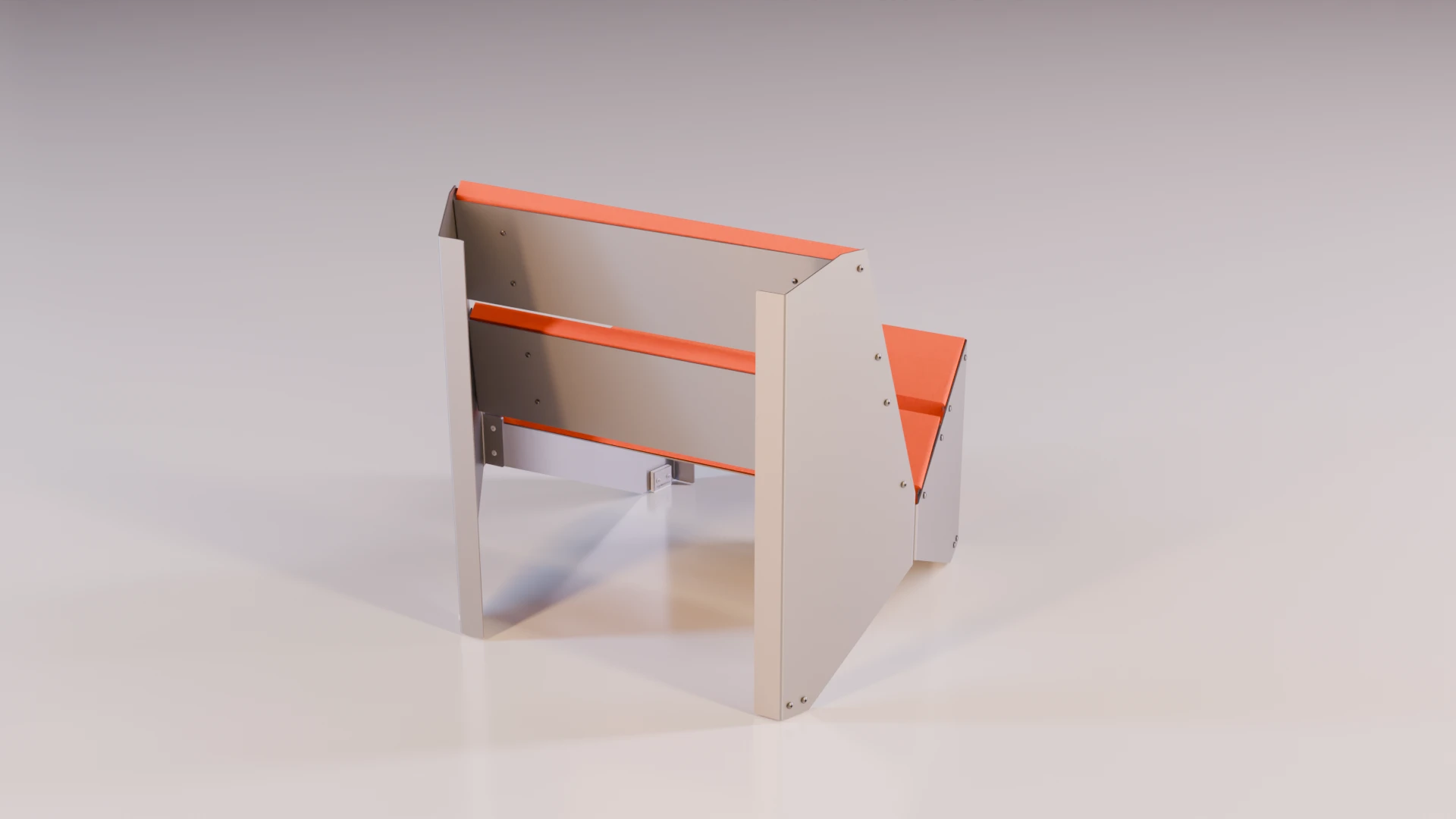 Splinex chair—rear view, aluminium and upholstery